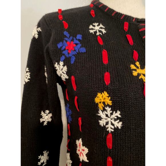 Designers Originals Studio Ho Ho Ho Holiday Christmas Sweater Crewel P XS - Picture 3 of 8